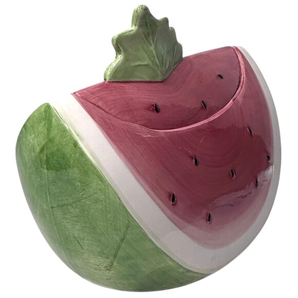 VTG Watermelon Slice COOKIE JAR Canister Container Susan Winget Certified Intern - Picture 2 of 11